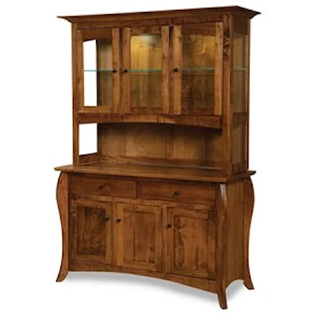 Customizable Solid Wood Dining Hutch with Accent Lighting