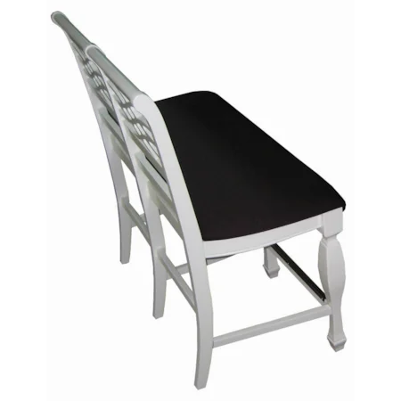 Counter Height Dining Bench with Fabric Upholstered Seat and Pierced Backrest