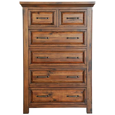 Rustic 6 Drawer Chest with Full Extension Drawers