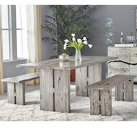 Rustic Dining Set with Table & 2 Benches