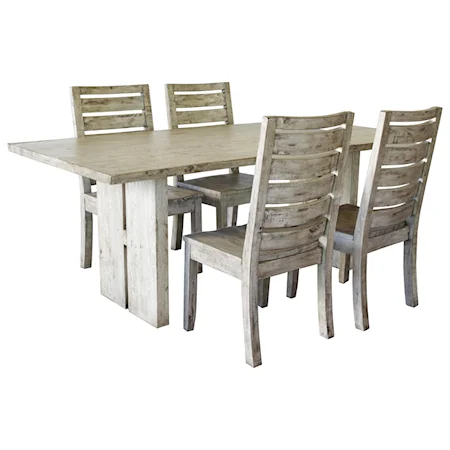 Rustic 5 Piece Dining Set with Ladderback Chairs