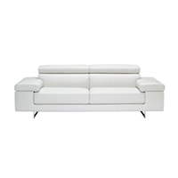 Stationary Leather Sofa With Adjustable Headrests