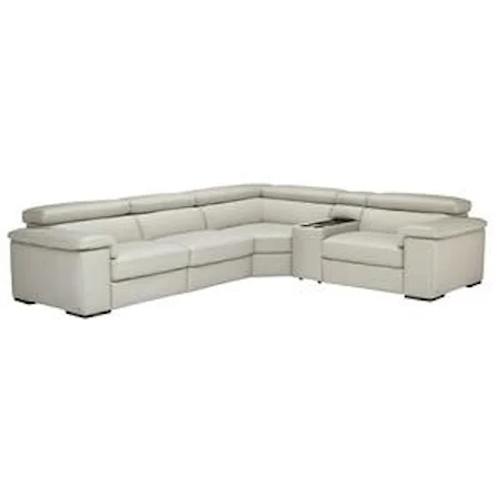 5 Piece Contemporary Power Reclining Sectional Sofa with Console 