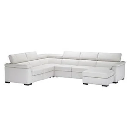 Contemporary Leather Reclining Sectional Sofa with RAF Chaise