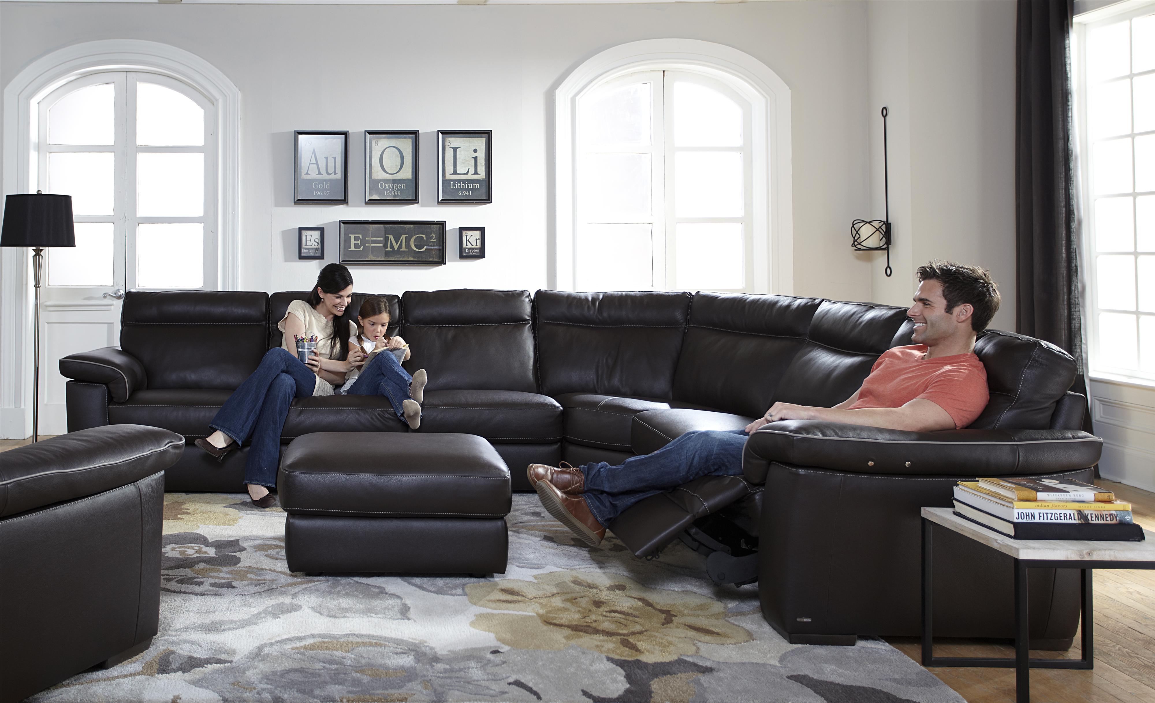 Natuzzi Editions Top Grain Italian Leather Contemporary Ottoman