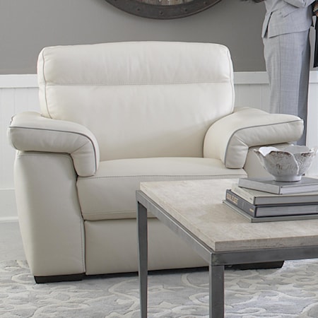 Contemporary Stationary Chair and a Half with Padded Headrests and Block Feet