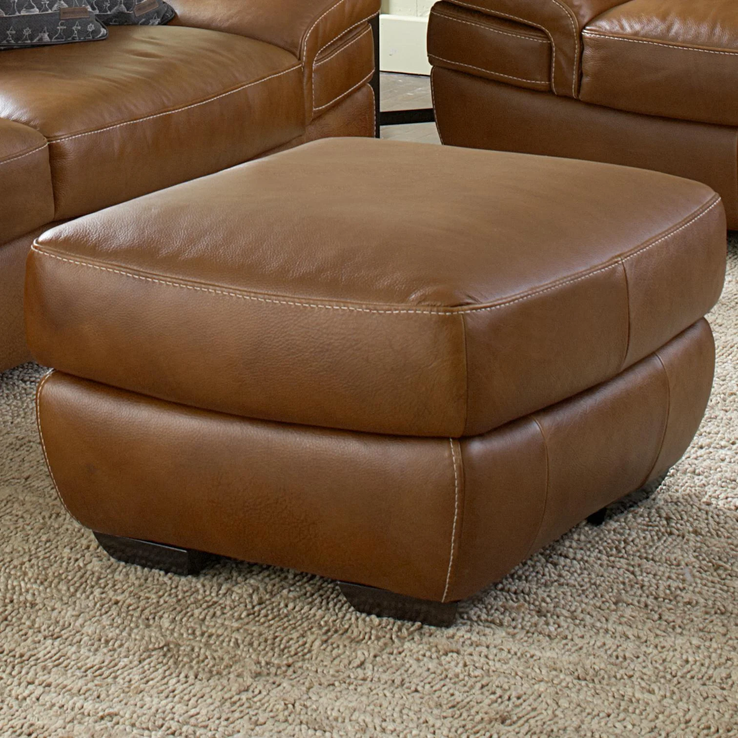 Natuzzi Editions Biagio 113187098 Contemporary Ottoman with Block Legs