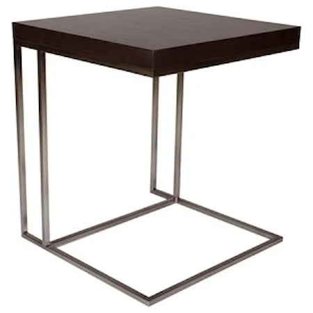 Contemporary Chairside Table with Metal Base