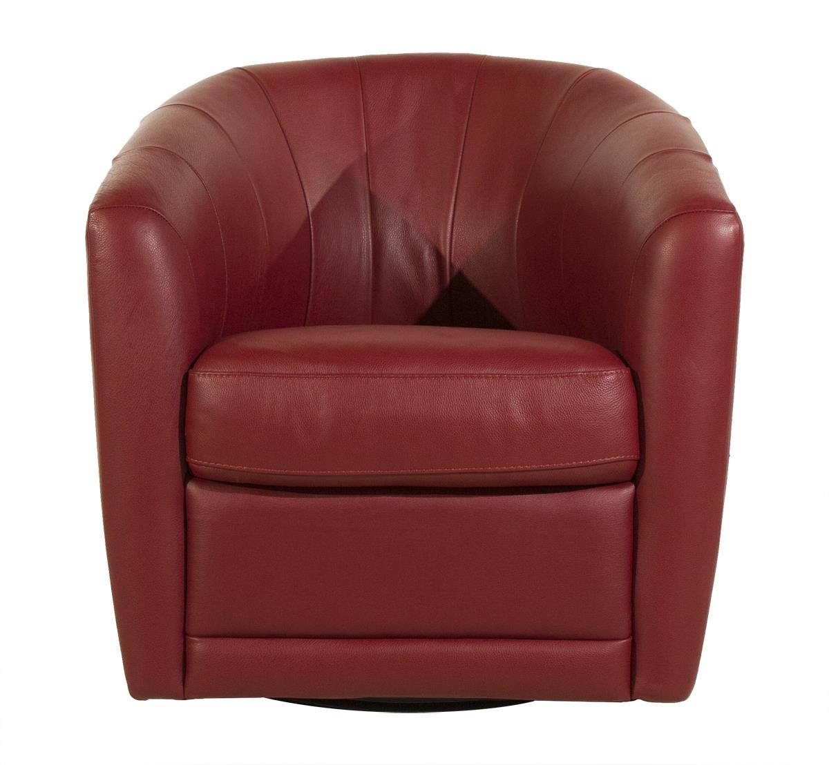 Red leather sale barrel chair swivel