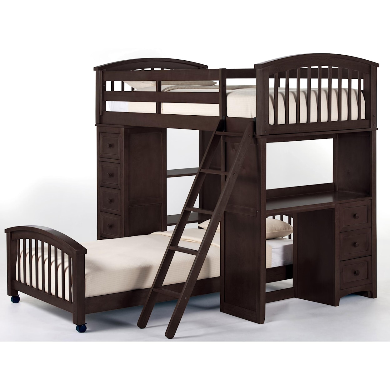 NE Kids School House Twin Student Loft Bed with Lower Bed