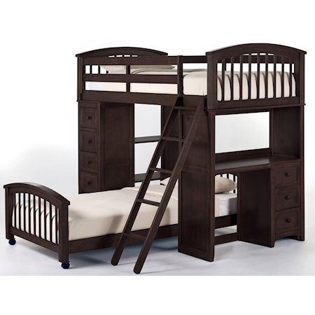 Twin Student Loft Bed with Lower Bed