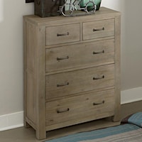 Transitional 5 Drawer Chest of Drawers With Dark Metal Drawer Pulls