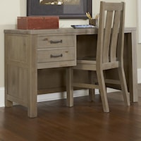 Youth 2 Drawer Shell Desk with Driftwood Finish and Dark Metal Drawer Pulls