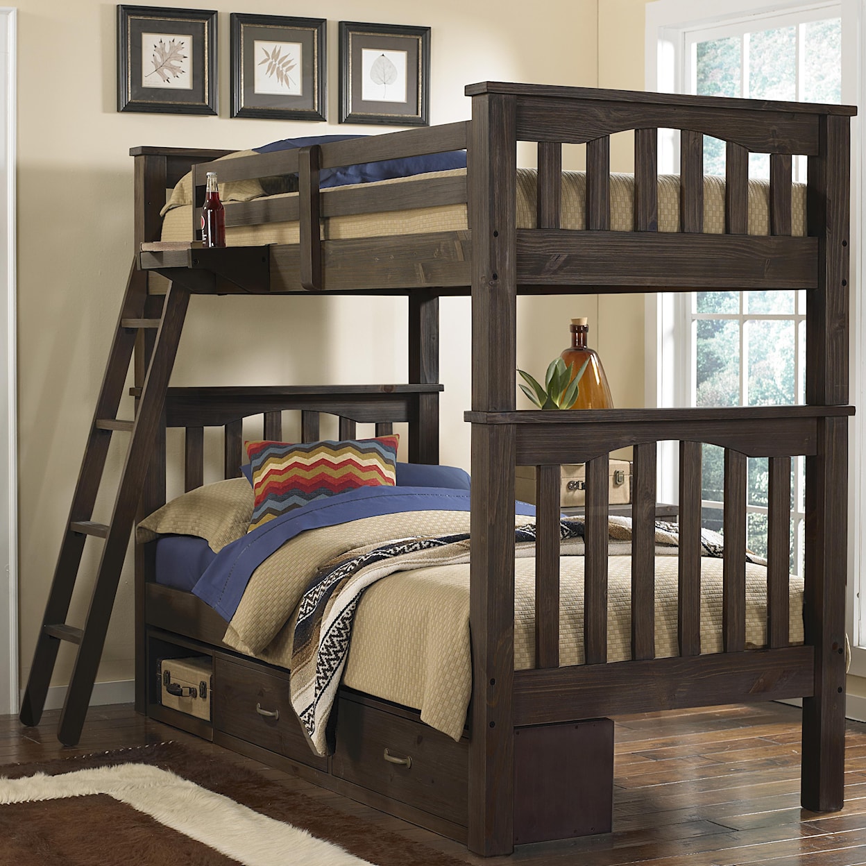 NE Kids Highlands Twin Over Twin Harper Bunk Bed With Storage