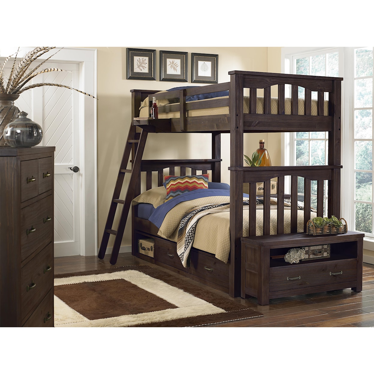 NE Kids Highlands Twin Over Twin Harper Bunk Bed With Storage