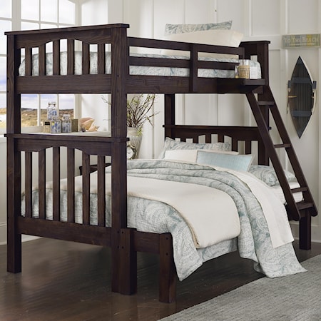 Mission Style Twin Over Full Harper Bunk Bed with Hanging Tray