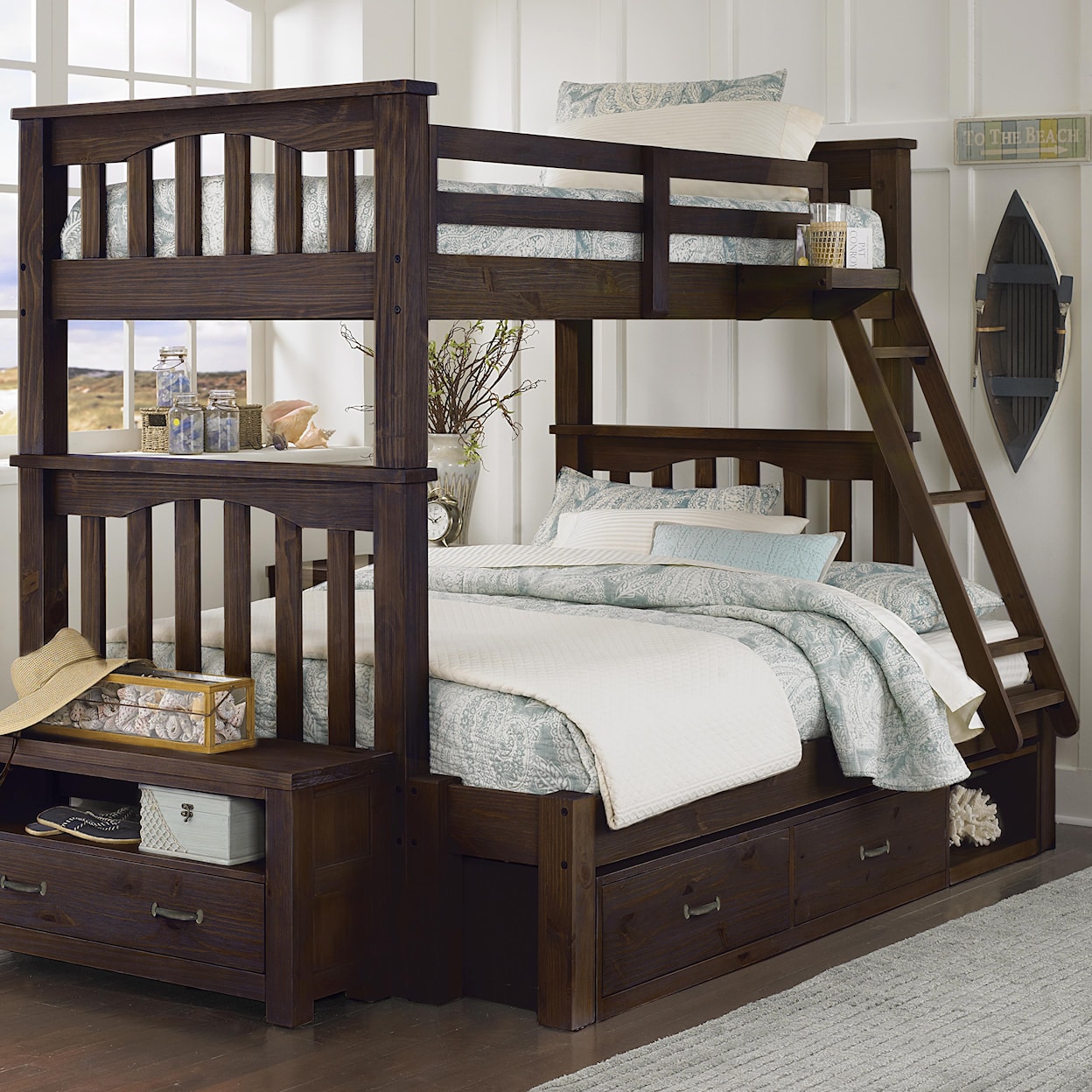 Hillsdale Kids Highlands Twin Over Full Harper Bunk Bed with Storage