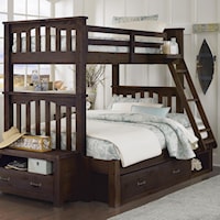 Mission Style Twin Over Full Harper Bunk Bed with Hanging Tray and Under Bed Storage
