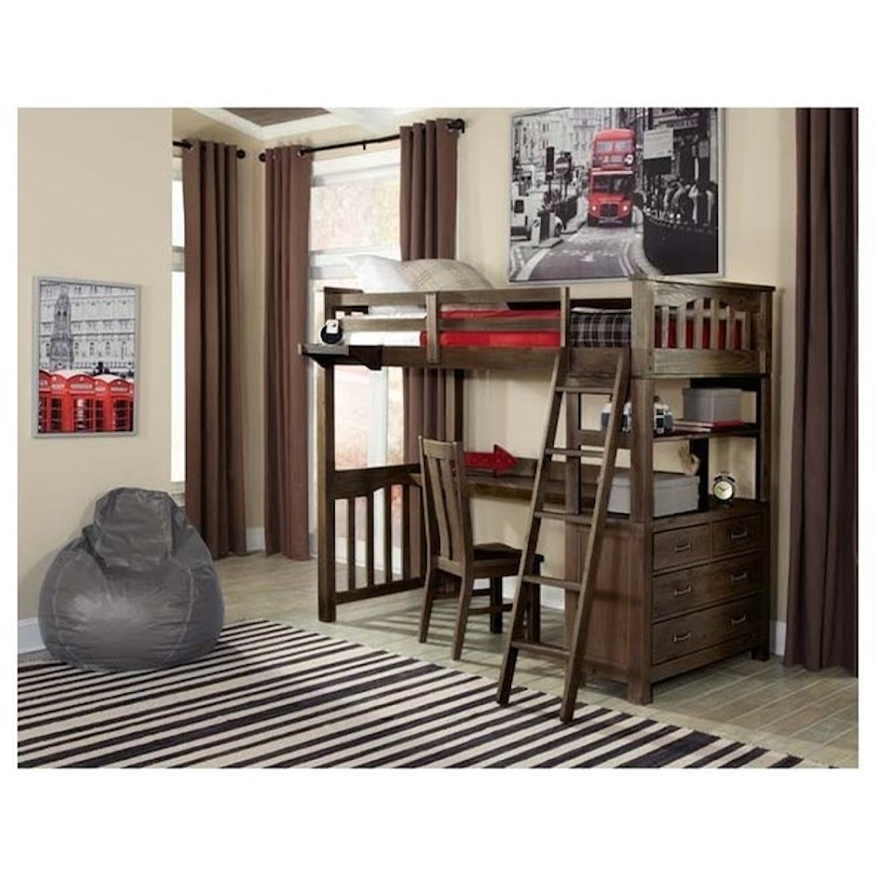 NE Kids Highlands Full Loft Bed with Desk