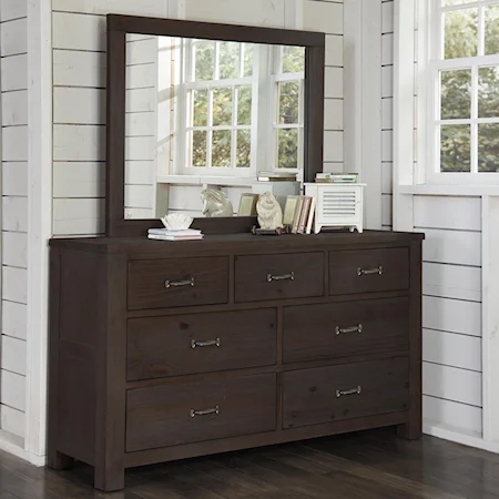7 Drawer Dresser and Mirror Combination