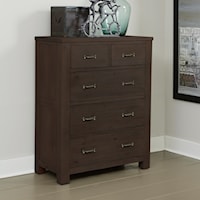 Transitional 5 Drawer Chest of Drawers With Dark Metal Drawer Pulls