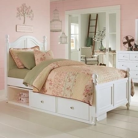 Twin Bed with Arched Headboard and Underneath Storage