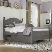 Full Bed with Arched Headboard and Underneath Storage