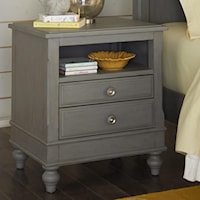 2 Drawer Nightstand with Open Shelf