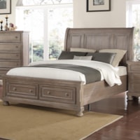 King Low Profile Bed with Footboard Storage