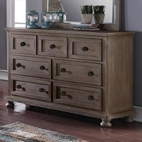 Youth Bedroom Seven Drawer Dresser with Felt Lined Top Drawers