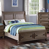 Full Sleigh Bed with Footboard Storage