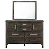 Transitional Dresser and Mirror Set