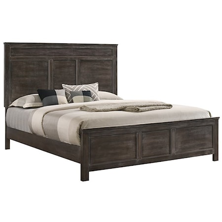 Transitional Queen Panel Bed with Decorative Molding