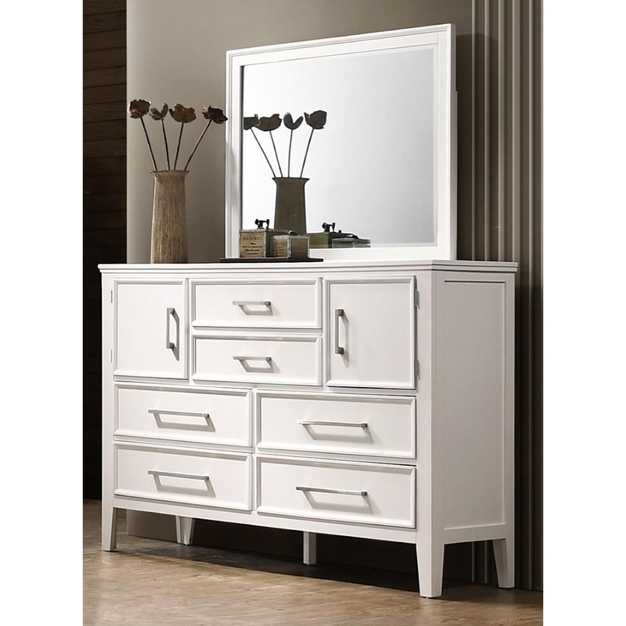New Classic Furniture Andover Dresser and Mirror Set