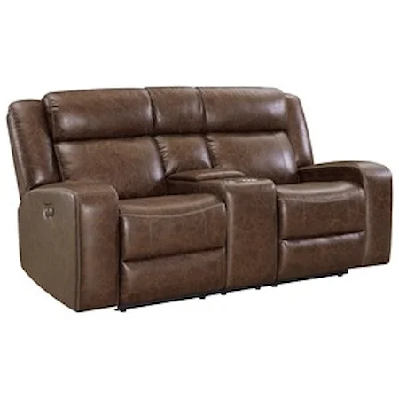 Casual Power Reclining Console Loveseat with Power Headrest and Footrest
