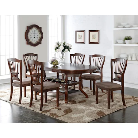 7 Piece Dining Table Set with Wine Bottle Storage