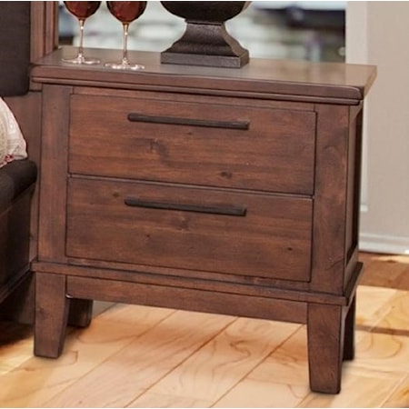 Transitional 2 Drawer Nightstand