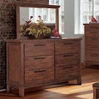 Transitional 6 Drawer Dresser with Felt Lined Drawers and Mirror