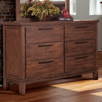 Transitional 6 Drawer Dresser with Felt Lined Top Drawers