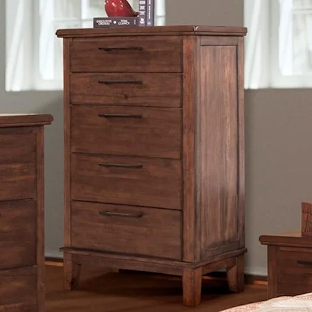 Transitional 5 Drawer Chest of Drawers with Felt Lined Top Drawer