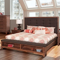 Transitional Upholstered Queen Bed with Footboard Storage