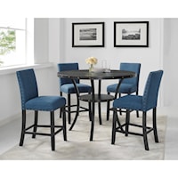 Transitional 5-Piece Counter Height Table and Chair Set with Nailhead Trim