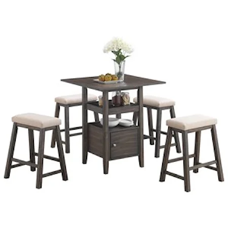 Casual Counter Height Table & Stools Set