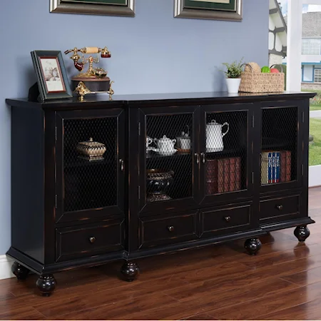 Four Door Credenza with Turned Feet