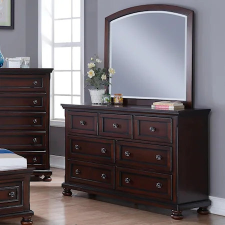 Seven Drawer Dresser and Arched Mirror Set