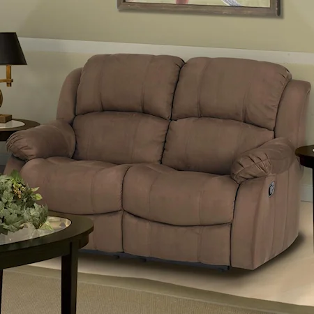 Casual Dual Power Reclining Love Seat with Pillow Top Arms