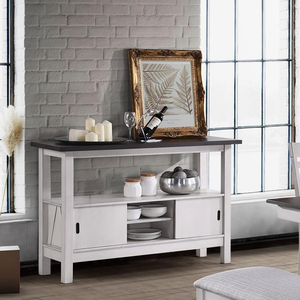 New Classic Maisie D190330 Farmhouse Server with Open Shelving Reeds