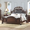 New Classic Furniture Maximus Queen Poster Bed with Upholstered Headboard