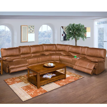 Casual Recliner Sectional with Lighted Love Seat base and Console