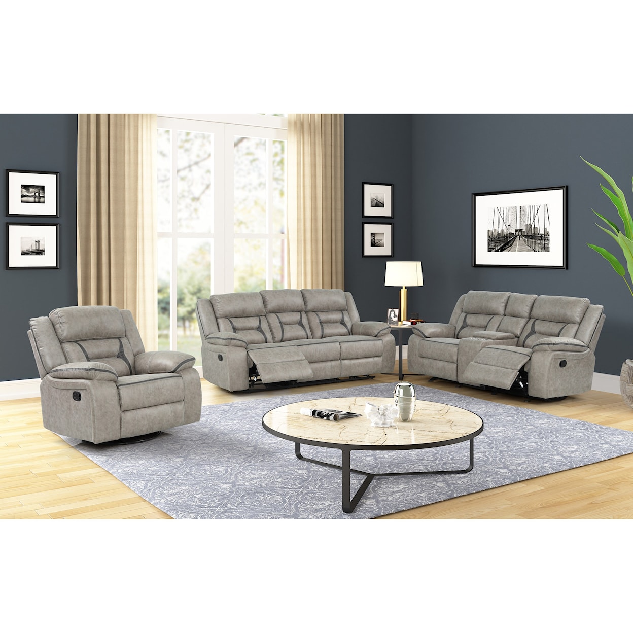New Classic Rockwell ROCKWELL PEWTER RECLINING SOFA | .